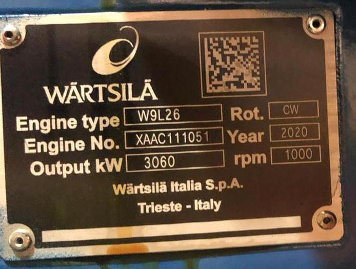 Wartsila W9L26 marine propulsion engine built year 2020