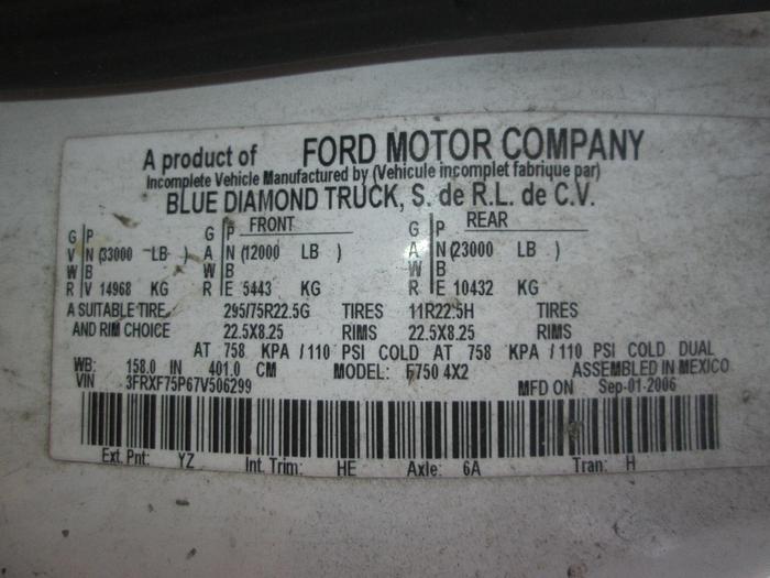 Used 2007 Ford F750 Conventional Dump Truck