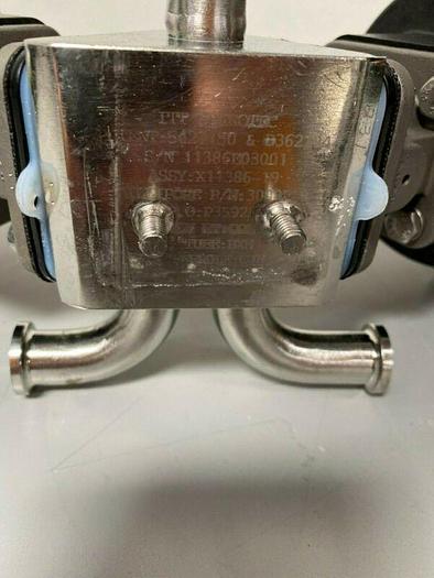 Used 2 ITT Sherotec 3-way Stainless Steel Valves w/  Position Monitor & 3/4" Sanitary