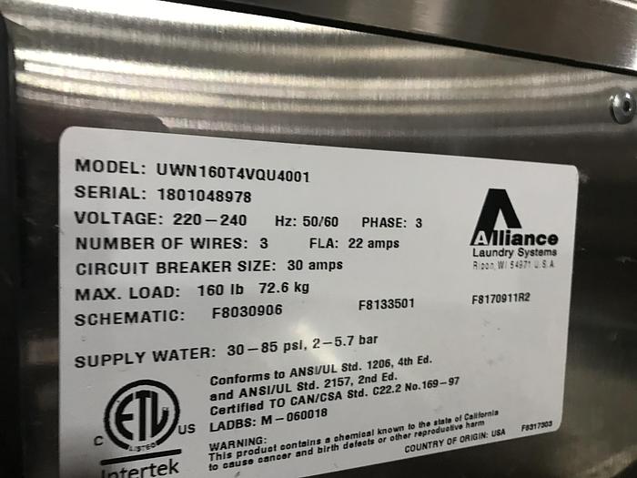 Used 2018 UNIMAC 160LB WASHER