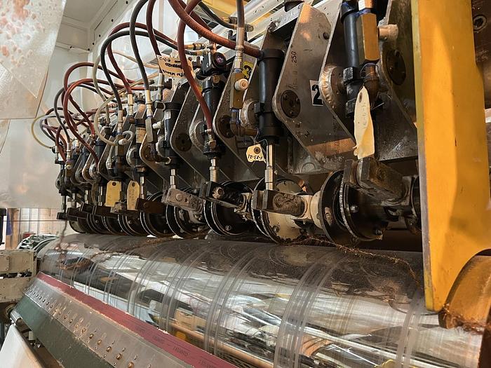 Used 84" ASSOCIATED MACHINE DESIGN TWO DRUM SLITTER REWINDER 4500 FPM 66" DIAMETER