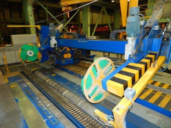 Used 150" VOITH SULZER ROLL WRAPPER 40 RPH 60" MAX DIAMETER