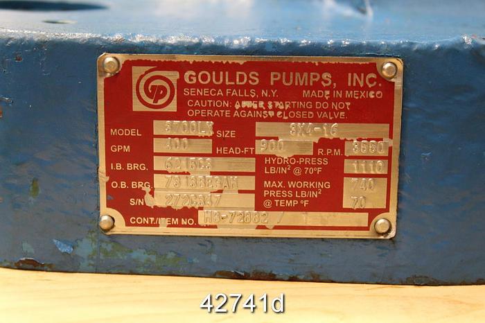 Used Goulds 3700 3x4x16 Pump #42741