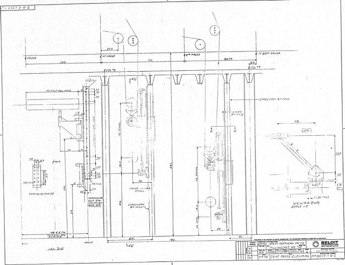Used Beloit  Second Plain Press, 400 Pli, 28" Dia Rubber Covered Roll, 26" Dia Granite Top Roll #23016