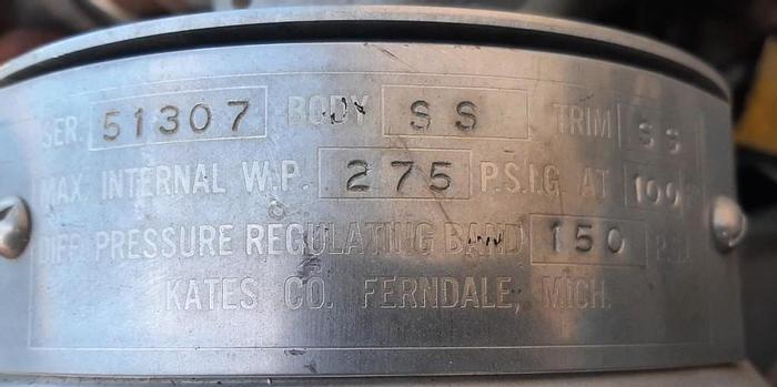 Used Valve, Flow, Control, S/st, Kates Co, Mdl KB11B-A, 150 PSI #S743779
