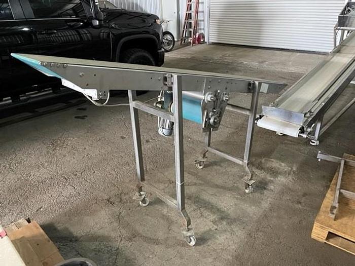 Used 91" Long x 13.5" Wide Flat Belt Incline Conveyor