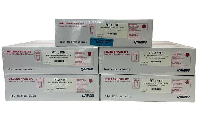 Rainin RT-L10F 20μL Pre-sterilized Pipette Rack Tips Lot of 50 Racks New (6637)