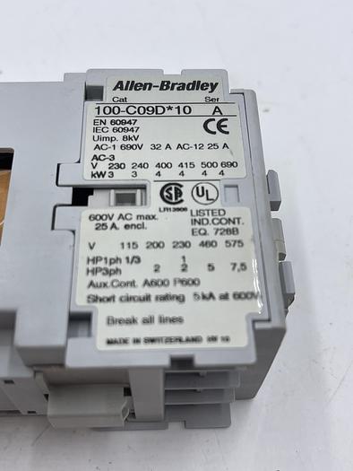 Used Allen-Bradley 100-C09D*10 Ser A