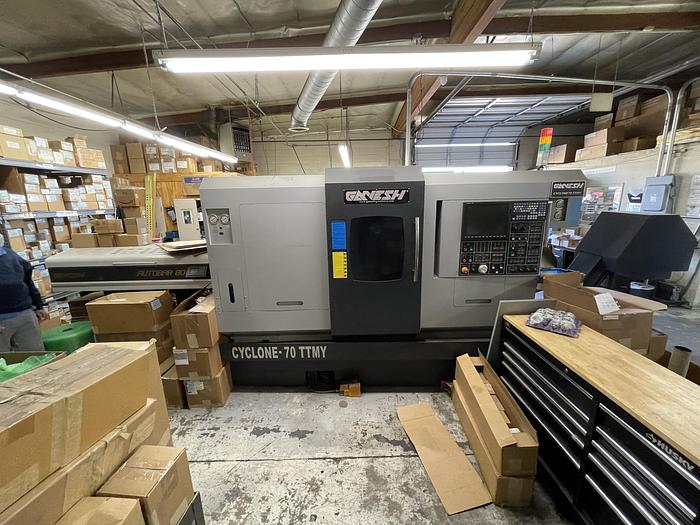 Used 2014 Ganesh CYCLONE 70-TTMY CNC Twin Turret Twin Spindle Live Tooling