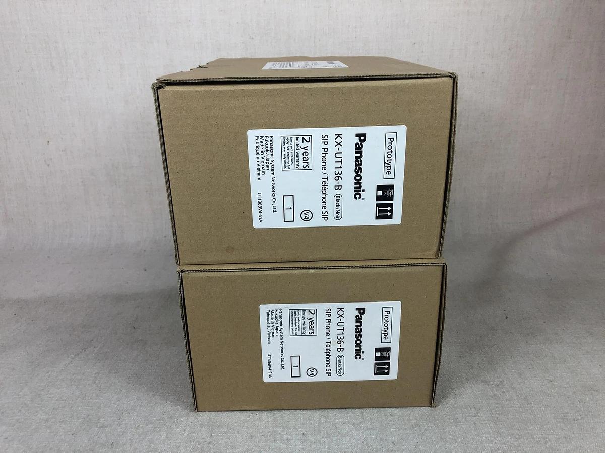 Used Lot of 2 IP SIP Phone Prototype and Accessories - Black - KX-UT136-B