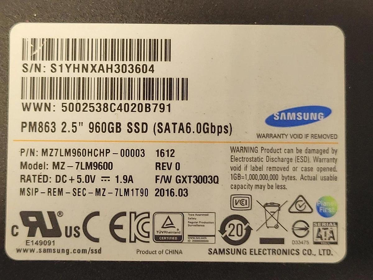 Used Nimble 960GB 6Gb/s 2.5" SATA SSD ES2 Series Caddy SP2-SSD-960 Q8F86B