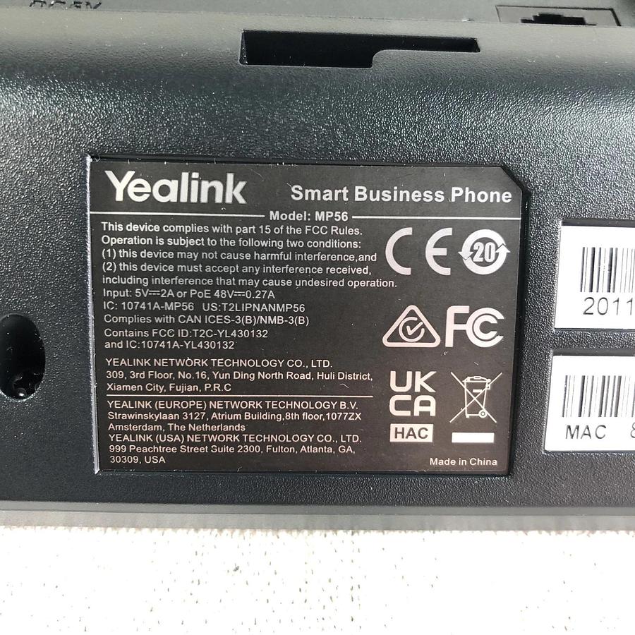 Used Yealink MP56 IP Phone Compatible with Microsoft Teams 5V adapter