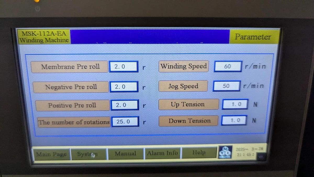 Used MTI Semi Automatic Winder