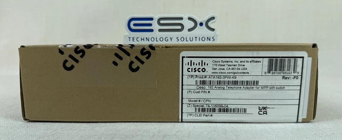 Used Open Box Cisco ATA192-3PW-K9 2 Port Multiplatform Analog Telephone 889728031639