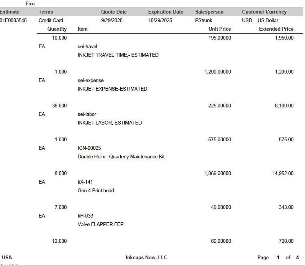 Used Double Helix® Cylindrical Inkjet Printer