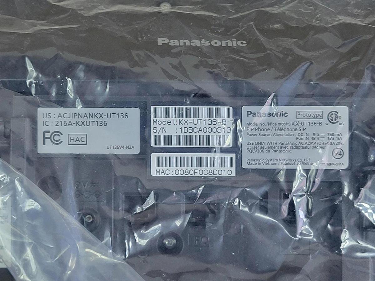 Used Lot of 2 IP SIP Phone Prototype and Accessories - Black - KX-UT136-B