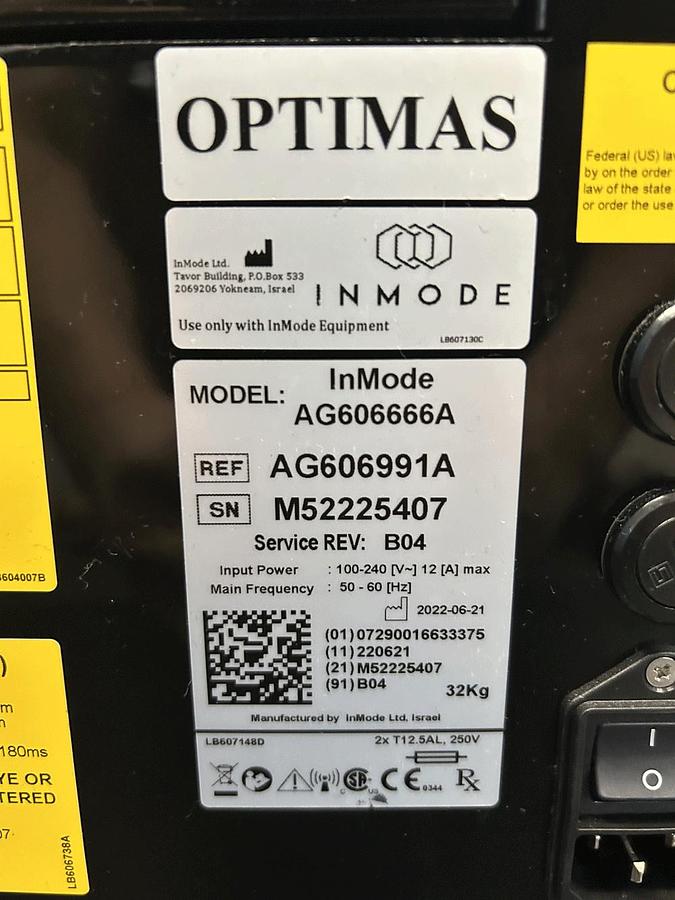 Used 2022 Inmode Optimas s/n M52225407