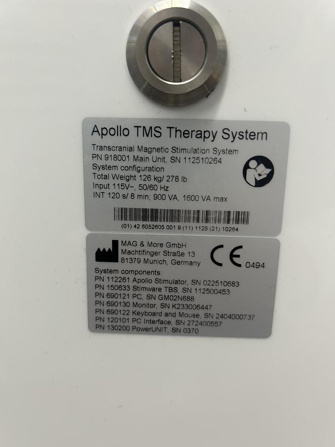 Used Apollo TMS Therapy System – Transcranial Magnetic Stimulation (TMS) Treatment Platform