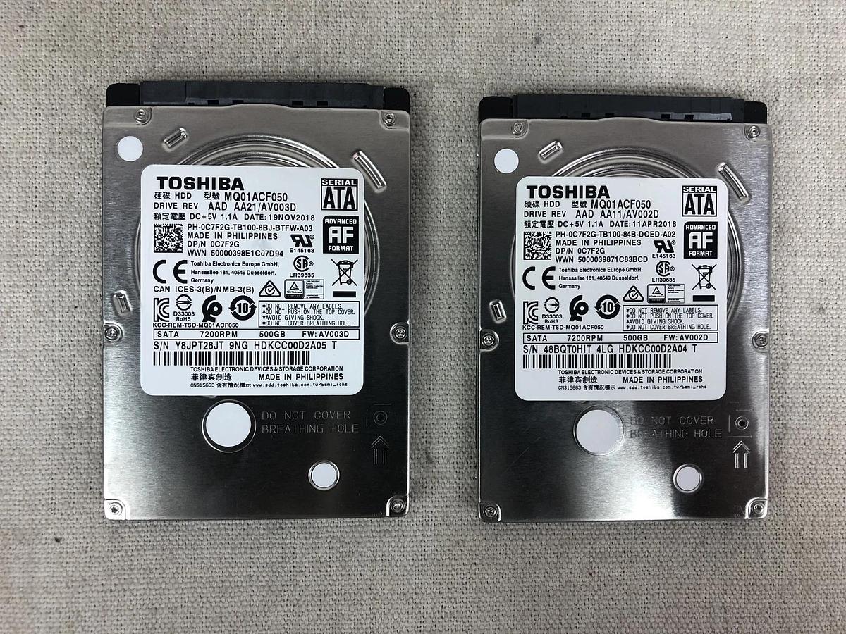 Used Pair of Toshiba SATA 2.5" 500GB HDD for laptop