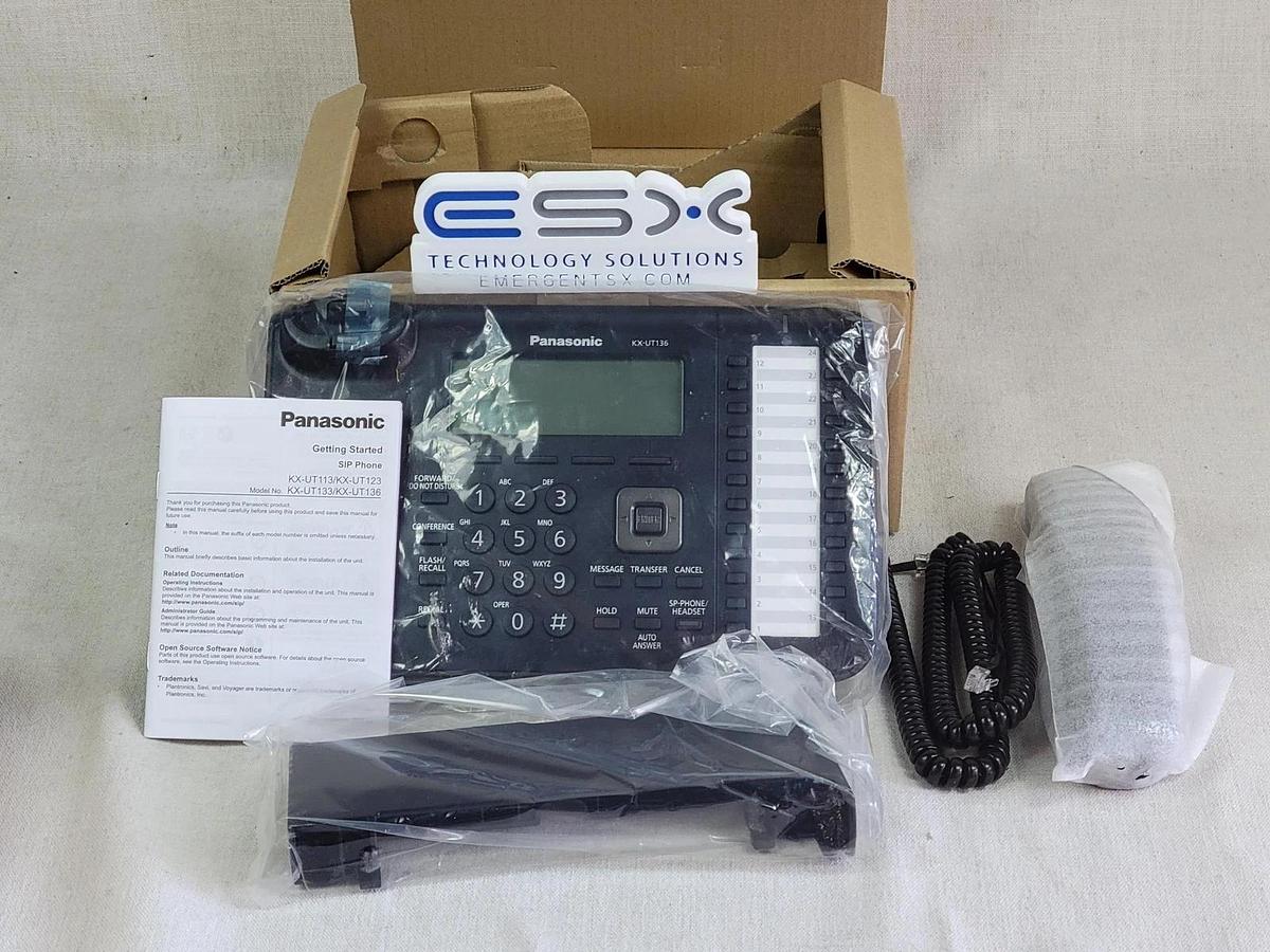 Used Lot of 2 IP SIP Phone Prototype and Accessories - Black - KX-UT136-B