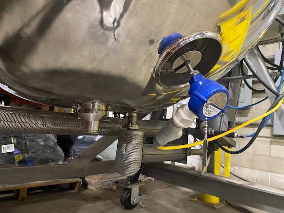 Used Lee Industries Fully Jacketed 250 Gallon CHD Kettle W/ Double Motion Agitator and Portable Frame