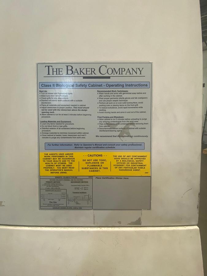 Used BAKER SterilGard III, Advance, Class II Type B2 Biosafety Cabinet - SG603TX