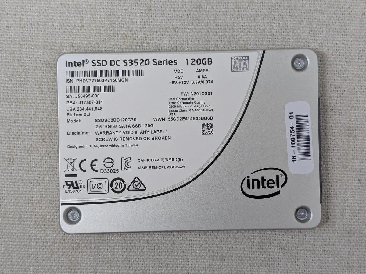 Used Intel DC S3520 Series SSDSC2BB120G7K Cisco 120GB 6Gb/s 2.5” SATA SSD