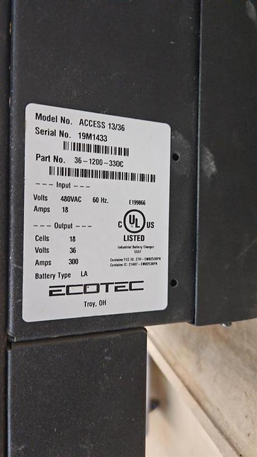 Used Ecotec ACCESS 13/36 Powerhouse Forklift Battery Charger