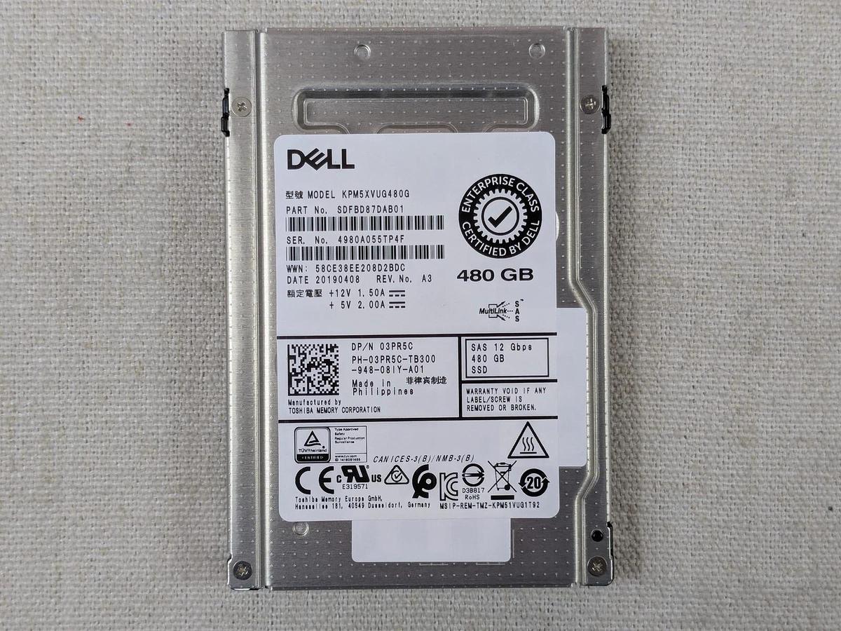 Used Dell 3PR5C 480GB 12Gb/s 2.5" SAS Mix Use SSD KPM5XVUG480G No Tray