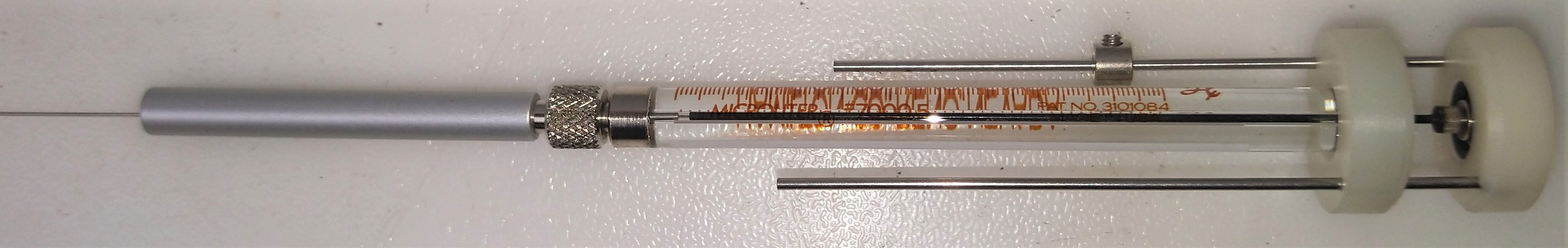 New Open Box Hamilton 86254S Injection Syringe with Guide - 0.5uL