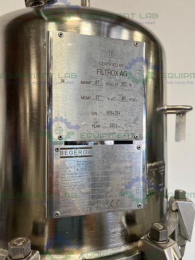 Used Begerow  Beco-Integra Stainless Steel Filter Housing w/ Valves, 16" SS Housing
