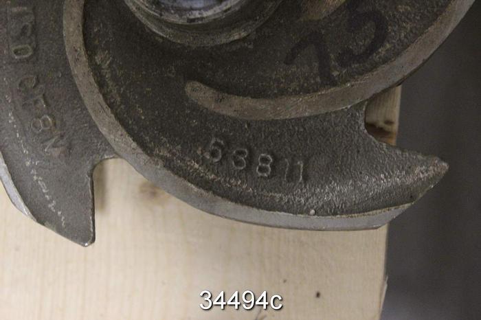 Used Goulds 3196 Impeller, 2x3x8, 5-Vane, 7.5" Diameter, Pattern 53811 #34494