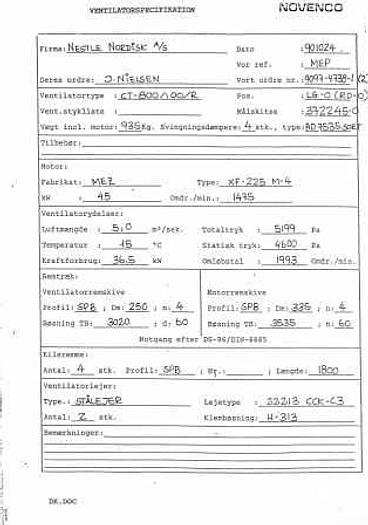Used NOVENCO centrifugal ventilator, type CT-800/100/R,