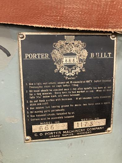 Used PORTER 666 OVERARM PIN ROUTER