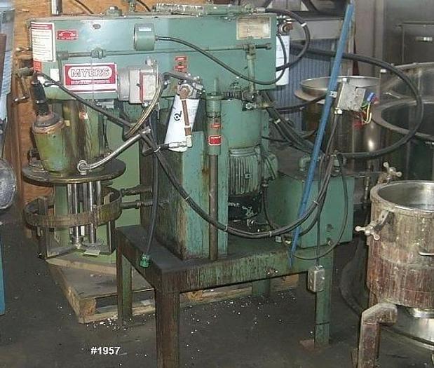 Used 6 GALLON MYERS TRI-SHAFT MIXER – S/S – VAC – JACKETED – V/S