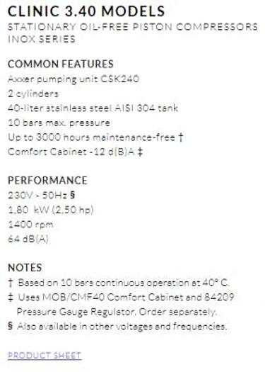 Compressore industriale GENTILIN CLINIC AIR 3.40