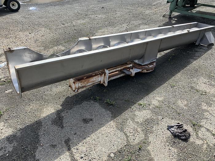 Used Stainless Steel Auger Screw Auger Trough 13' Long x 13" Wide