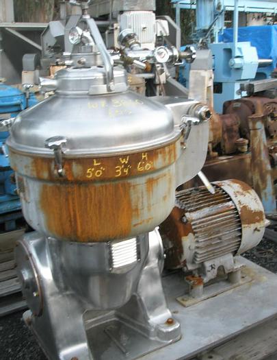 Used Centrifuge, Disc, Batch, Solid Wall, Alfa Laval, SRG-214, 20 #S736638