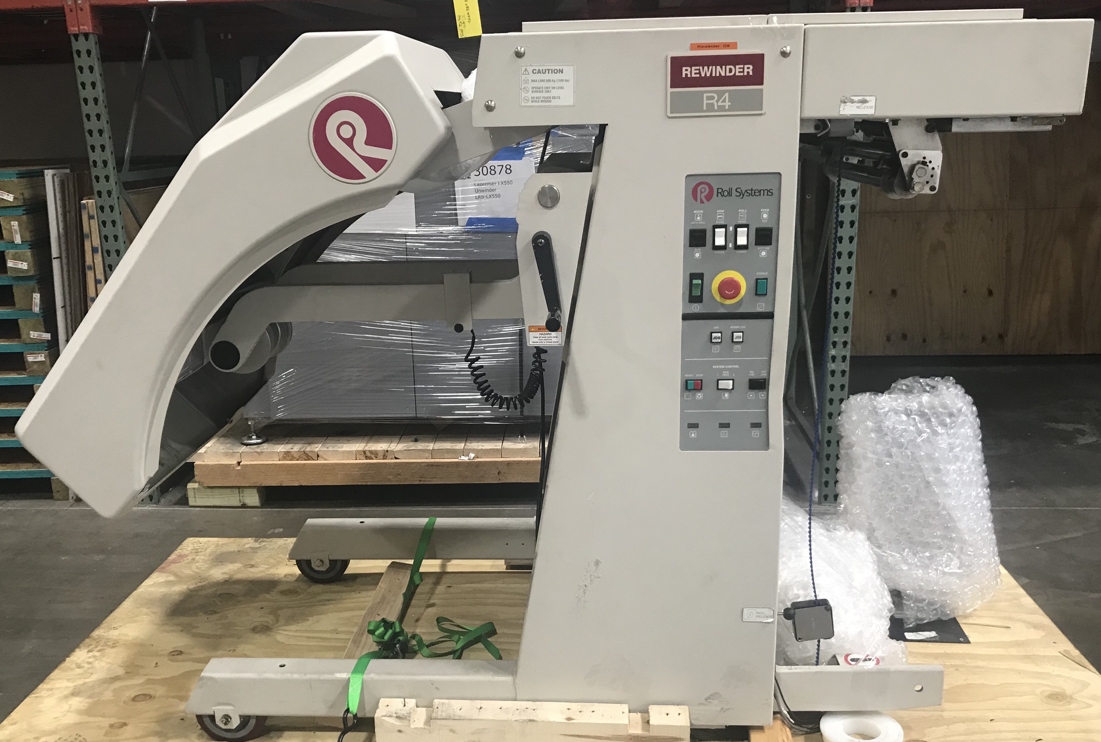 Used Lasermax Tecnau R4 Rewinder, 800190, 3", 5", 6" Chucks (OPERATIONAL) - 350 fpm