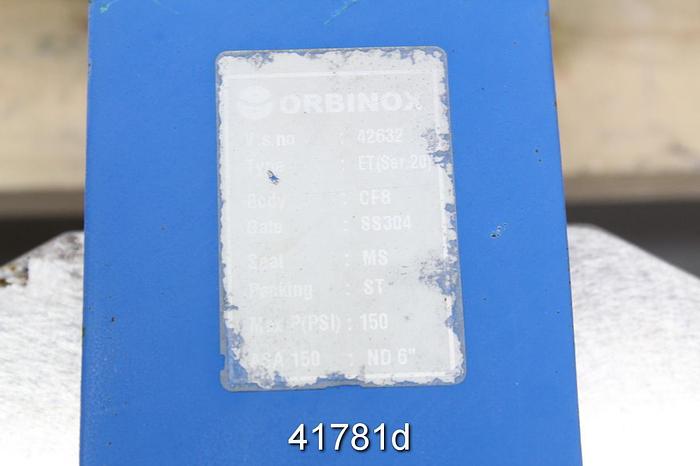 Used Orbinox ET Series 20 6" Hand Operated Knife Gate Valve #41781