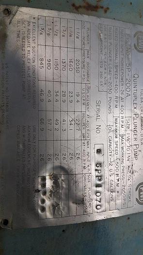 Used Wheatley 5P-200A Quintuplex Pump