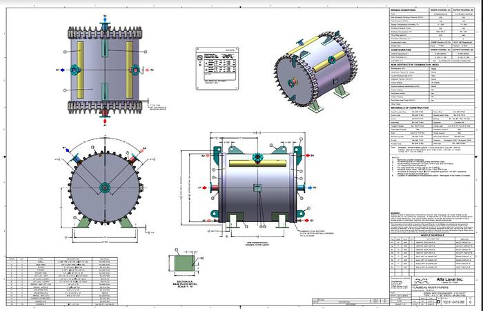 Used 2016 ALFA LAVAL 1H-L-1T 60" SPIRAL HEAT EXCHANGER