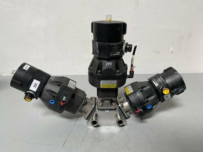 Used 3 ITT Pure-Flo A209 Stainless Steel Diaphragm Valves w/ Position Monitor