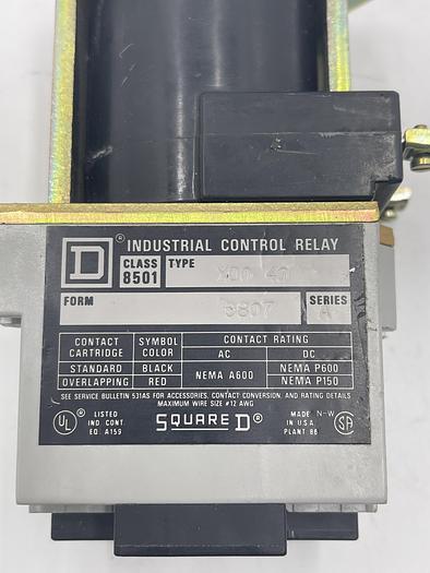 Used Square D XD0 40 Class 8501 Form 9807 Ser A