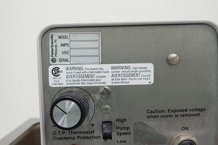 Used Fisher Scientific Model OB-13L & Model 71 Heating Circulating Water Bath