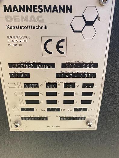 Used 1997 Demag ERGOtech System 500-200 Injection Moulding Machine