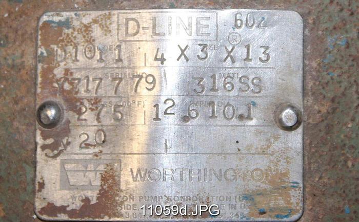 Used Worthington 4x3x13 Water Pump #11059
