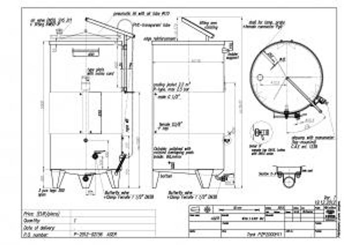Letina 528 Gallon Jacketed Ferm/Storage Tanks