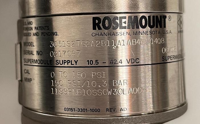 Used Rosemount Pressure Transmitter 3051S2TG2A2B11A1AB4M5Q4Q8