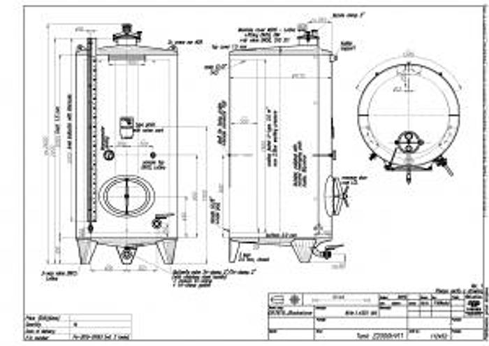 New Stock Letina 528 gal/2000L Closed Top Jacketed Storage Tank